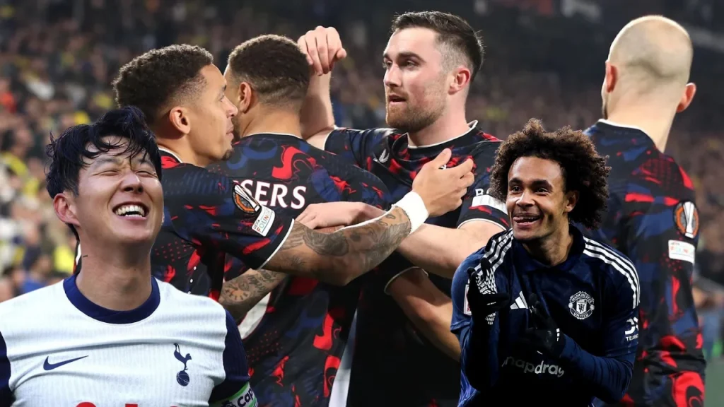 In image: Rangers players, Son Heung-min and Joshua Zirkzee