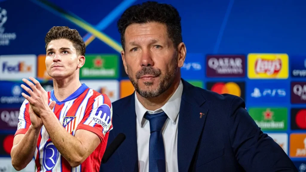 Diego Simeone Furious Over Controversial VAR Decision in Atletico Madrid’s Champions League Exit In image: Julian Alvarez and Diego Simeone