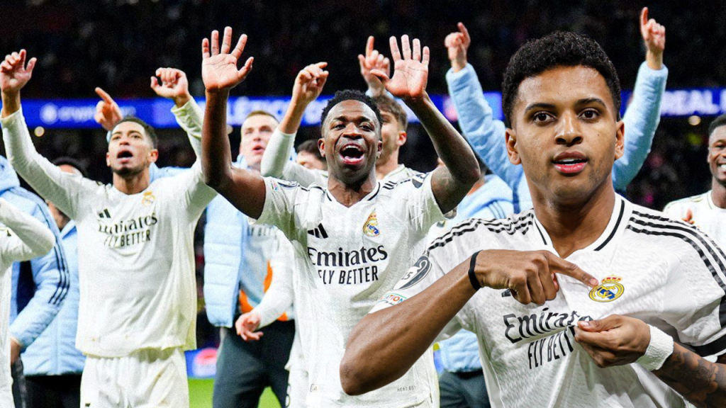 In image: Jude Bellingham, Vinicius Junior and Rodrygo