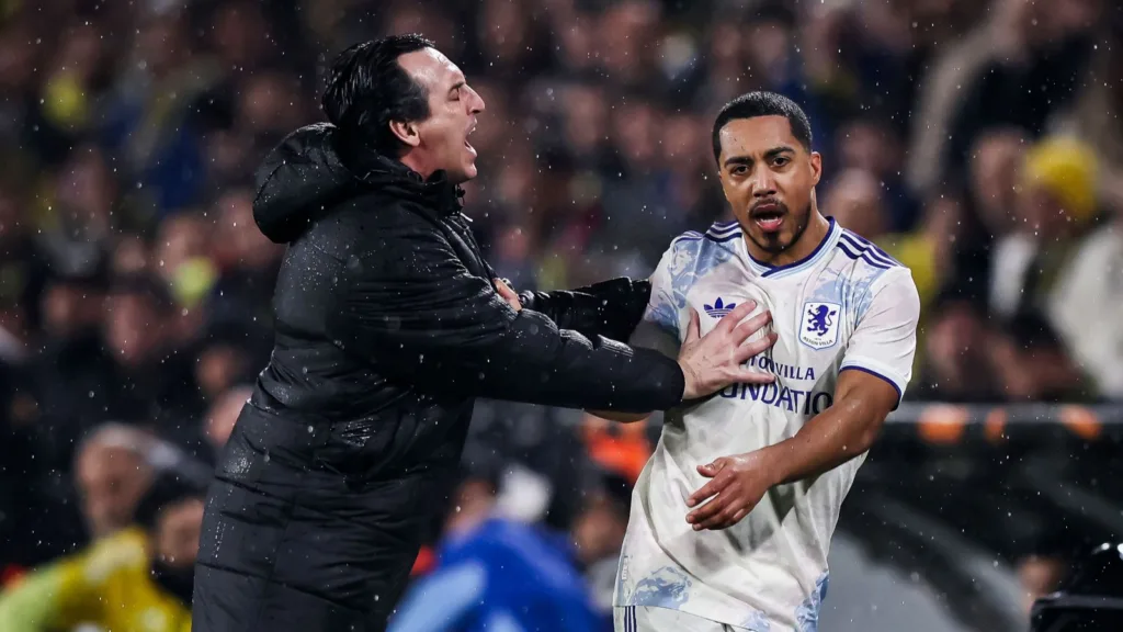 Unai Emery Shoves Youri Tielemans in Touchline Flashpoint During Villa’s Europa League Win IMG 20260123 WA0004